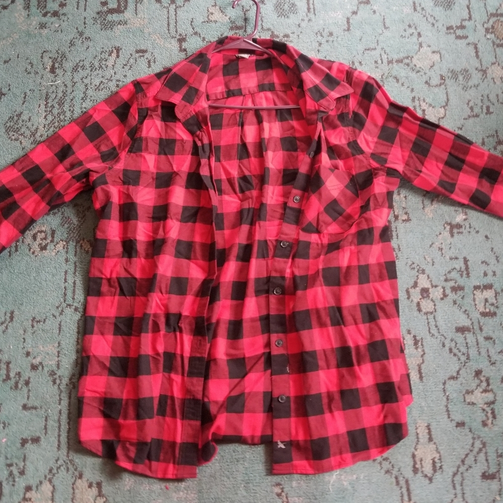 Womens Red and White Check Flannel